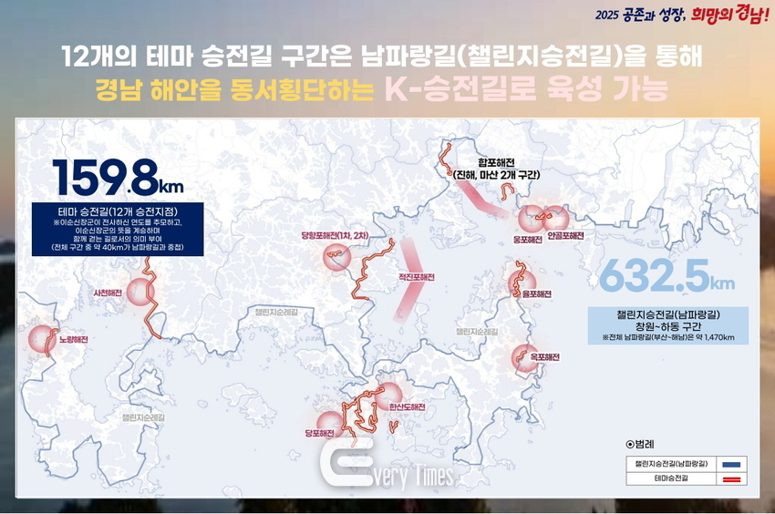 이순신 테마 승전길 위치도(제공=경남도)
