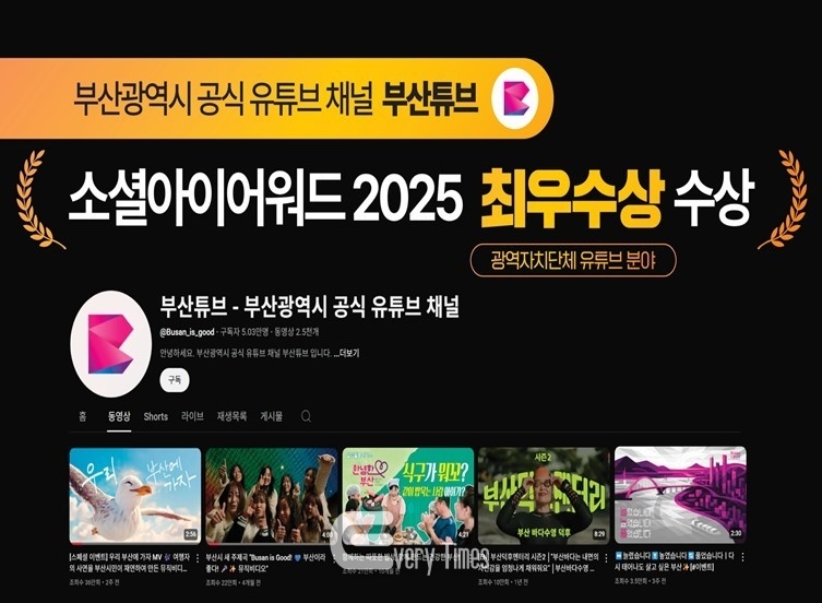 부산튜브 소셜아이어워드 최우수상 수상(제공=부산시)