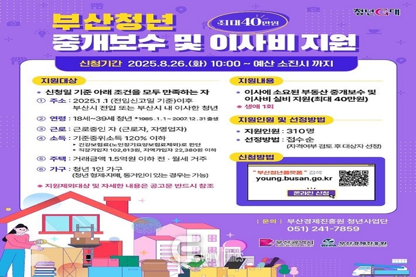 부산청년 중개보수 및 이사비 지원 포스터(제공=부산시)